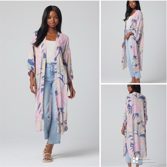 Saltwater Luxe pastel waves banks midi robe coverup - Picture 1 of 6